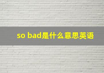 so bad是什么意思英语